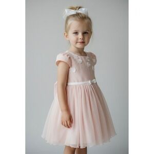 Jona Michelle Girls Size 3 Pink Tulle Flower Dress Special Occassion